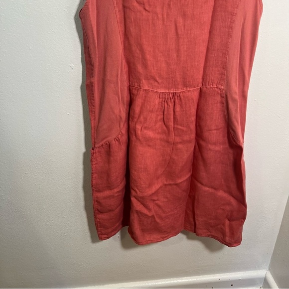 Blu Orchid Linen Shift Dress Pink Textured Floral Neckline XL - Picture 8 of 10